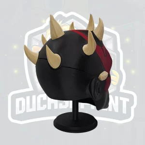 Red Black Horned Warrior Helmet image 2