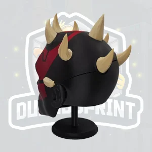 Red Black Horned Warrior Helmet image 3