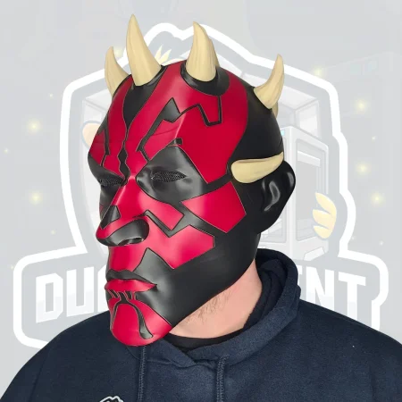 Red Black Horned Warrior Helmet image 1
