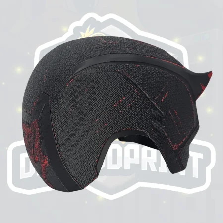 Battle Damaged Devil Vigilante Helmet - Black & Red Cosplay Mask image 5